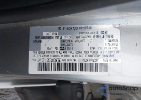 2014 Mazda Mazda2 Touring из США, поврежденный, VIN JM1DE1LZ6E0179655